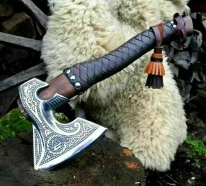 Rosewood Viking Axe with Carbon Steel Blade