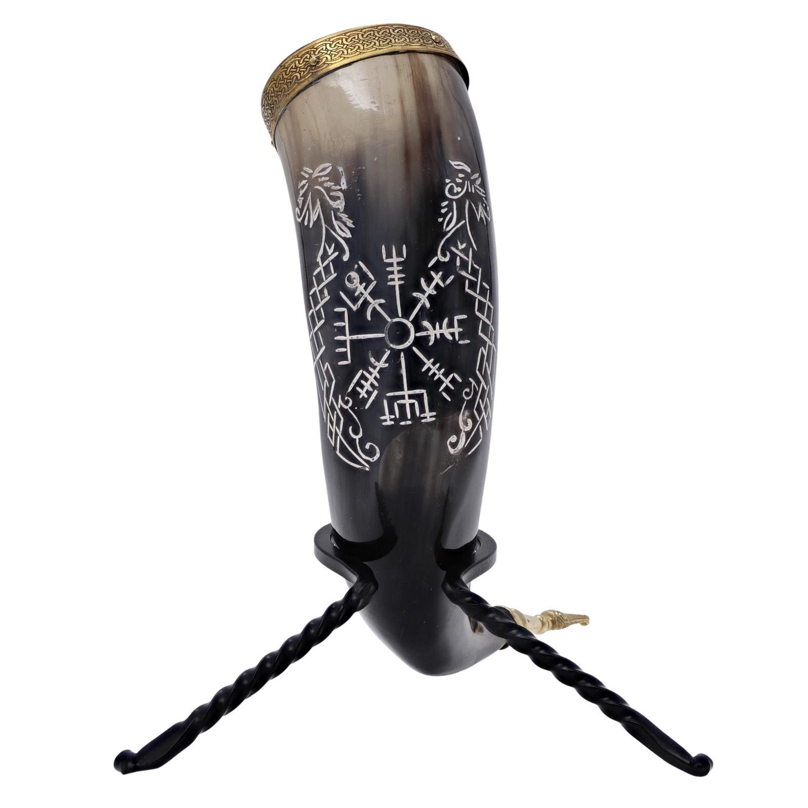 Jormungandr Viking Drinking Horn with Iron Stand
