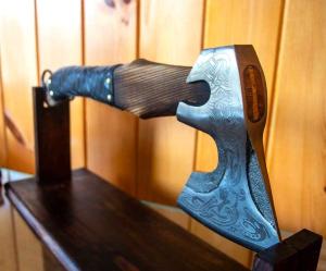 Hand Forged Tactical Viking Axe with Leather Sheath