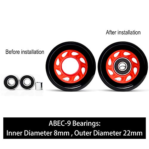 TOBWOLF 8 Pack 58mm x 39mm, 95A Quad Skate Wheels