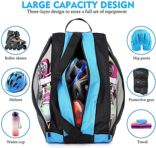 FOUUA Roller Skate Bag - Adjustable Shoulder Strap, Blue