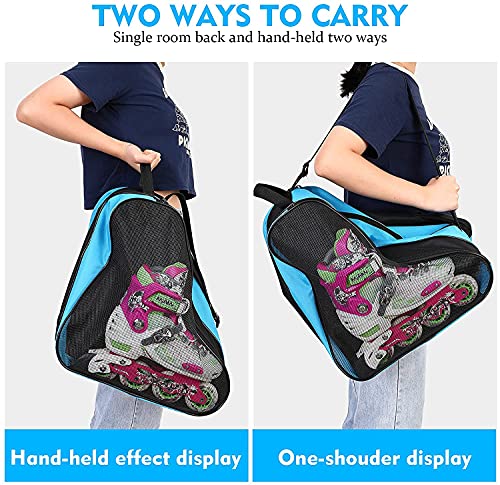 FOUUA Roller Skate Bag - Adjustable Shoulder Strap, Blue