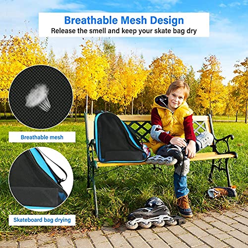 FOUUA Roller Skate Bag - Adjustable Shoulder Strap, Blue