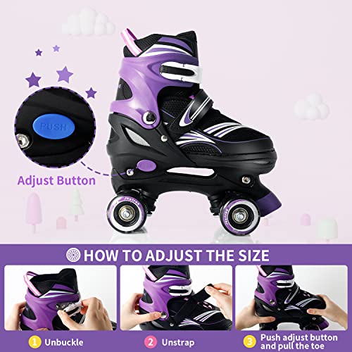 Adjustable Kids Roller Skates with Light up Wheels for Girls and Boys