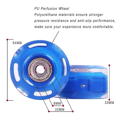 Nattork 8 Pack Luminous Roller Skate Wheels (Blue)