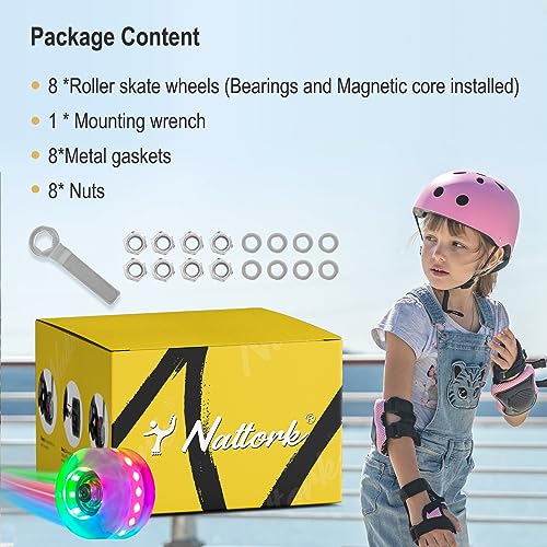 Nattork 8 Pack Luminous Roller Skate Wheels (Blue)