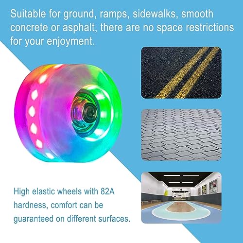 Nattork 8 Pack Luminous Roller Skate Wheels (Blue)