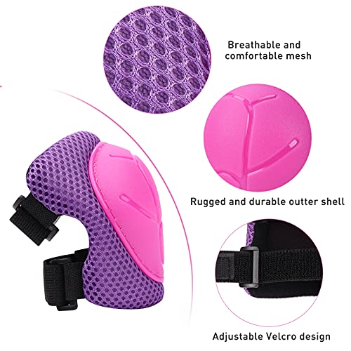 SAMIT 6-in-1 Kids Knee Pad Set for Roller Skating