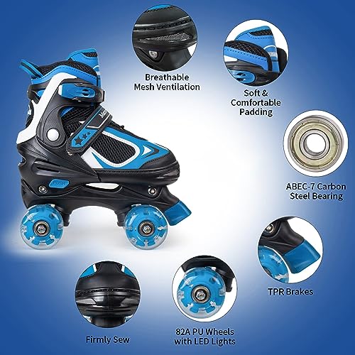 Adjustable Light-Up Quad Skates for Boys & Girls