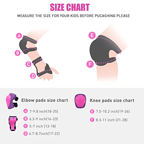 SAMIT 6-in-1 Kids Knee Pad Set for Roller Skating