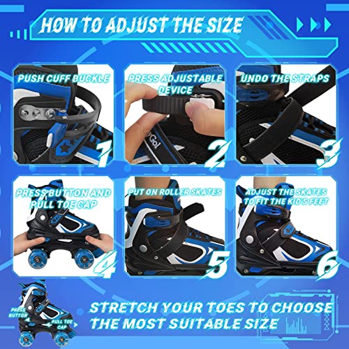 Adjustable Light-Up Quad Skates for Boys & Girls