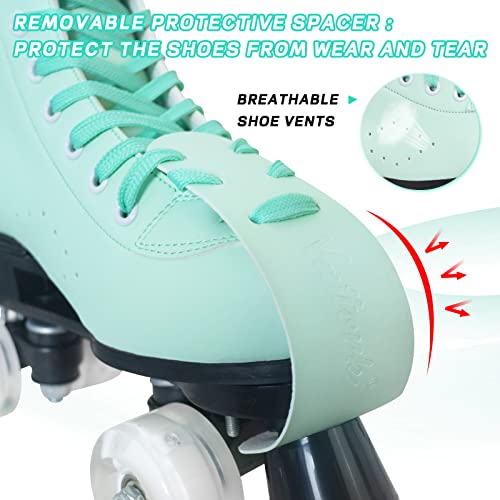 Women's High-top Roller Skates with Light up Wheels - Green