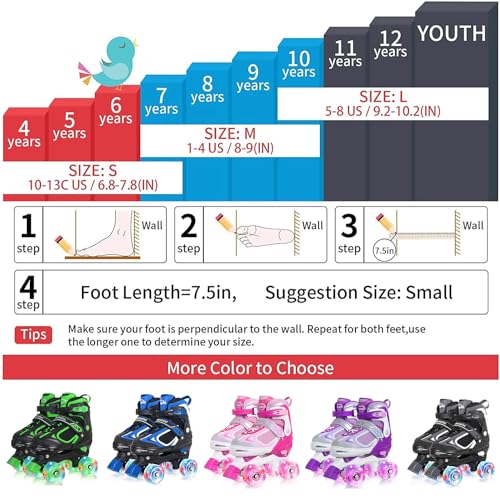 Adjustable Light-Up Quad Skates for Boys & Girls