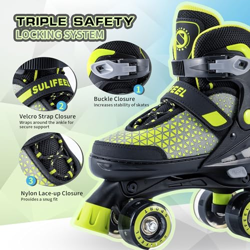 Adjustable Quad Skates with Light-up Wheels for Kids