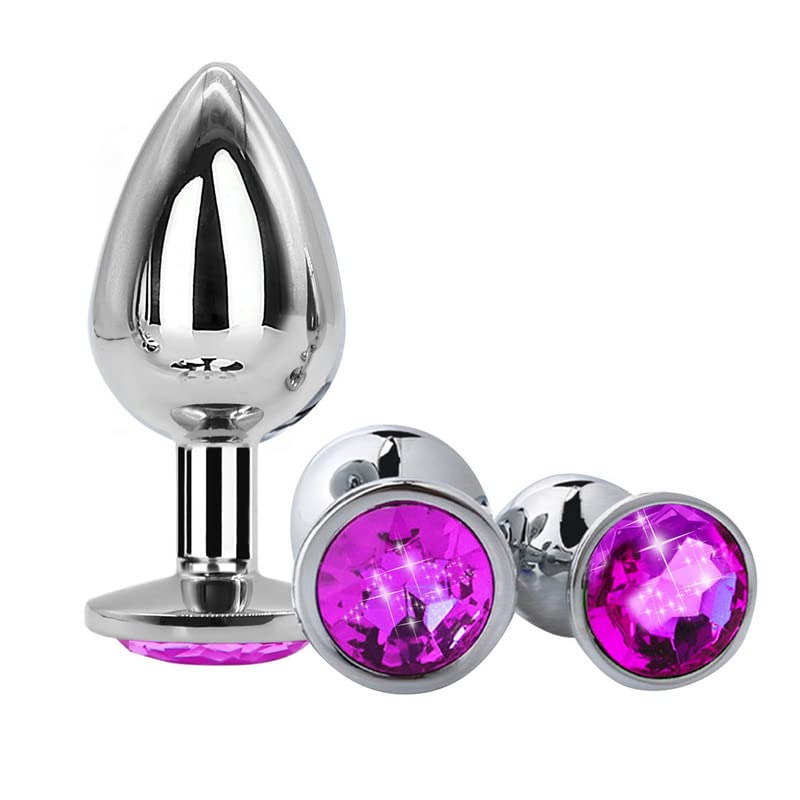 Solid Stainless Steel Suction Cup Double-Headed Plug (Purple)