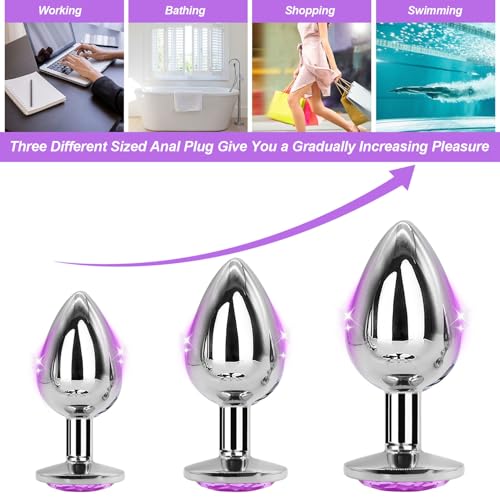 Solid Stainless Steel Suction Cup Double-Headed Plug (Purple)