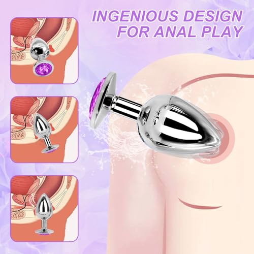 Solid Stainless Steel Suction Cup Double-Headed Plug (Purple)