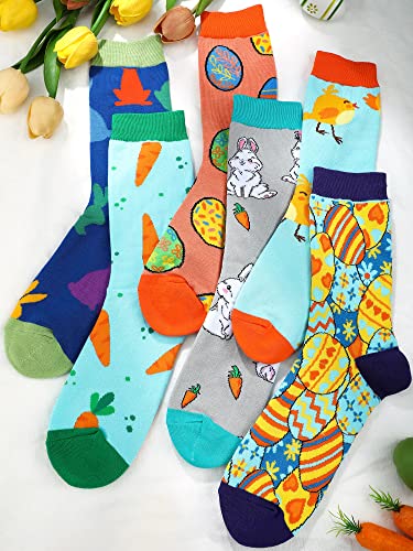 Jenaai Easter Crew Socks: 6 Pairs for Adults