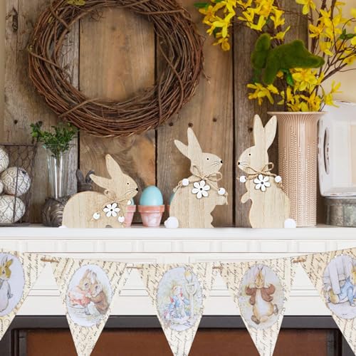 Easter Bunny Wooden Sign Decorations for Celebrations
