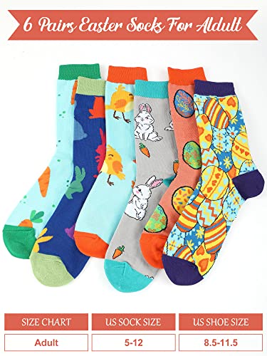 Jenaai Easter Crew Socks: 6 Pairs for Adults