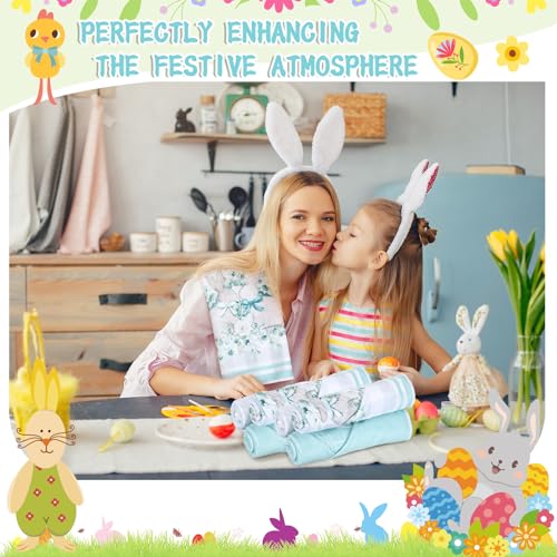 6-Piece Easter Kitchen Towels and Dishcloths with Bunny Pattern