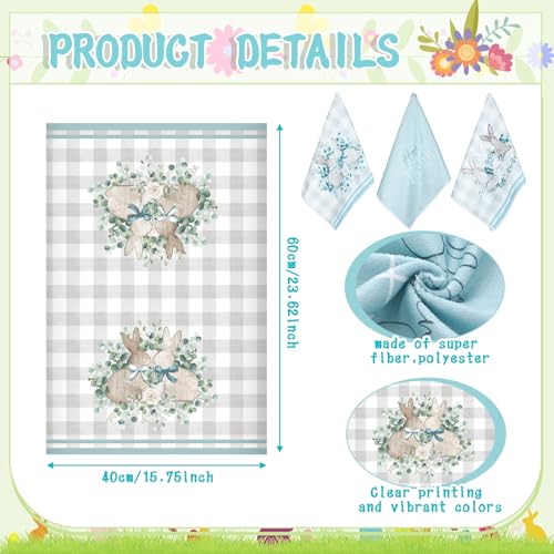 6-Piece Easter Kitchen Towels and Dishcloths with Bunny Pattern