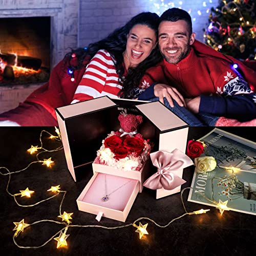 Romantic Forever Roses & Silver Necklace for Celebrations