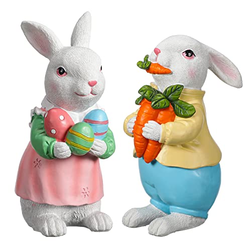 Colorful Easter Bunny Figurines for Spring Home Decor