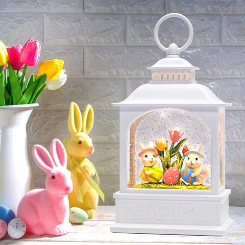 Spring Water Lantern Easter Bunny Snow Globe