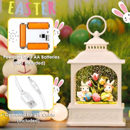 Spring Water Lantern Easter Bunny Snow Globe