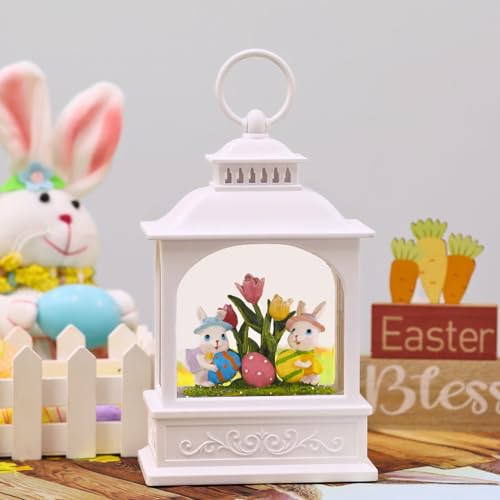 Spring Water Lantern Easter Bunny Snow Globe