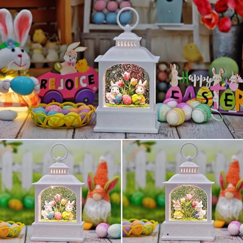 Spring Water Lantern Easter Bunny Snow Globe