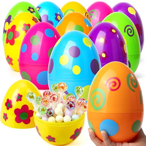 Giant Easter Eggs - 12 Pieces for Egg Hunt