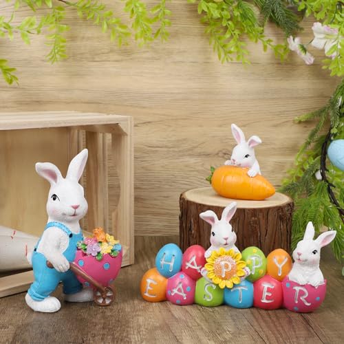 Easter Bunny Tabletop Decorations: Resin Figurine Centerpiece