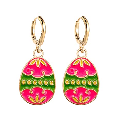 Easter Egg Shape Dangle Earrings - Colorful & Cute