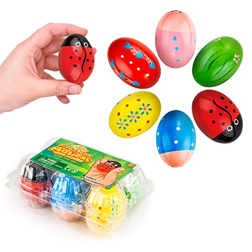 Children's 6-Pack Wooden Egg Shaker Maracas