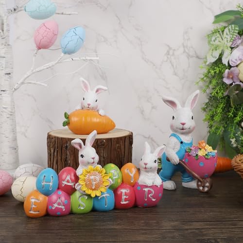 Easter Bunny Tabletop Decorations: Resin Figurine Centerpiece