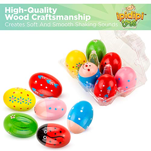 Children's 6-Pack Wooden Egg Shaker Maracas