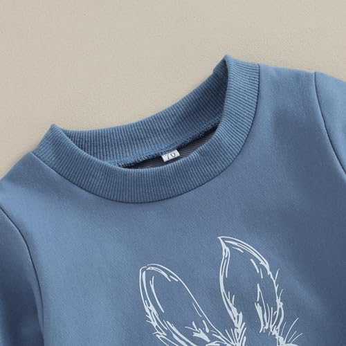 Easter Rabbit Sweatshirt and Pants Set (Blue, 12-18 Months)