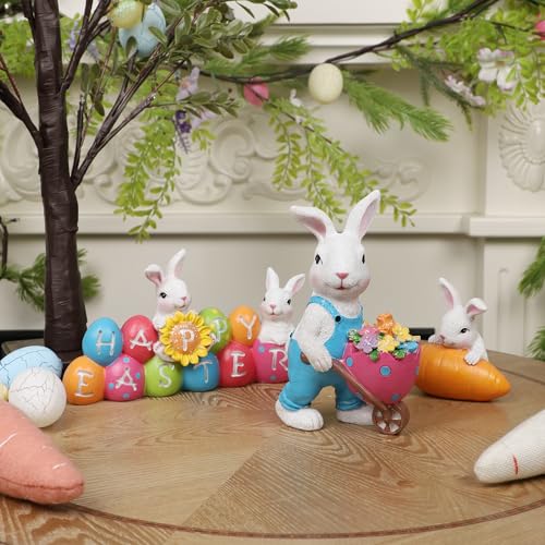 Easter Bunny Tabletop Decorations: Resin Figurine Centerpiece