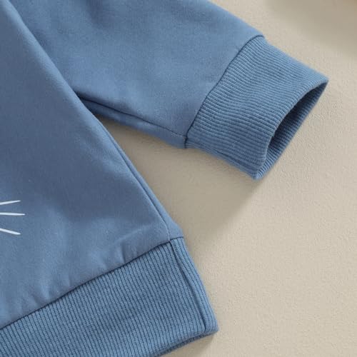 Easter Rabbit Sweatshirt and Pants Set (Blue, 12-18 Months)