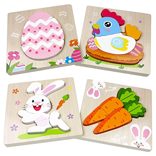 4 Easter Wooden Puzzles for Kids - Gifts & Party Favors