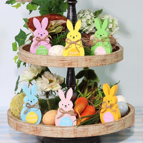 Easter Bunny Wooden Signs - 6 Pcs Tabletop Decor