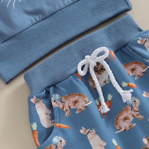 Easter Rabbit Sweatshirt and Pants Set (Blue, 12-18 Months)