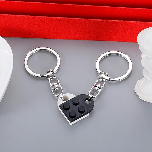 VANLOVEMAC Couples Matching Stuff Gifts for Boyfriend Girlfriend Women Friends Christmas Anniversary Valentines Day Gifts for Him Her Husband Wife Birthday Gifts Heart Brick Keychain