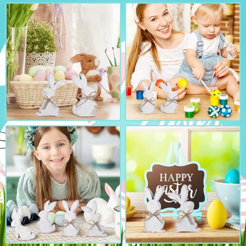 6 Pcs Easter Bunny Wooden Signs - Bunny Decor for Spring Celebrations