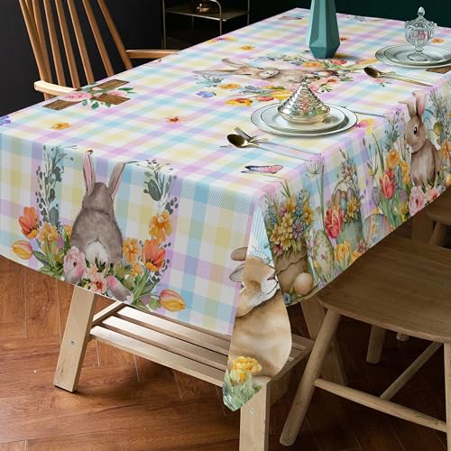 Easter Tablecloth with Bunny and Eggs for Celebrations