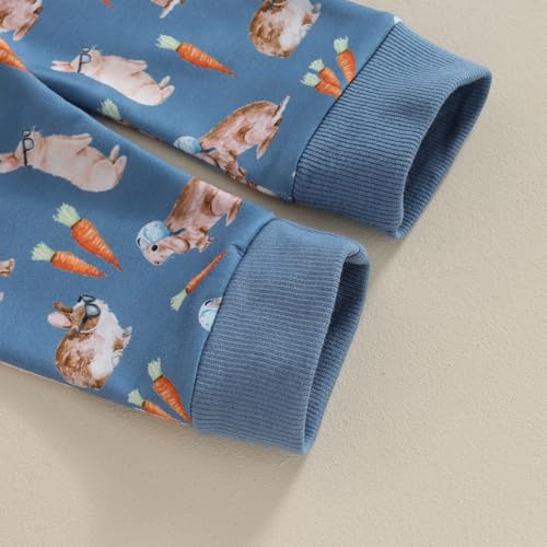 Easter Rabbit Sweatshirt and Pants Set (Blue, 12-18 Months)