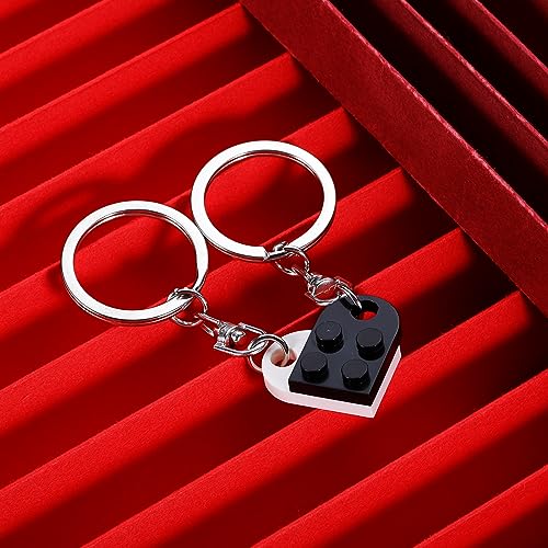 VANLOVEMAC Couples Matching Stuff Gifts for Boyfriend Girlfriend Women Friends Christmas Anniversary Valentines Day Gifts for Him Her Husband Wife Birthday Gifts Heart Brick Keychain