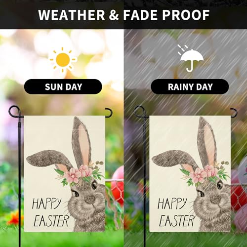 Double-Sided Easter Bunny Garden Flag - 12x18 Inch
